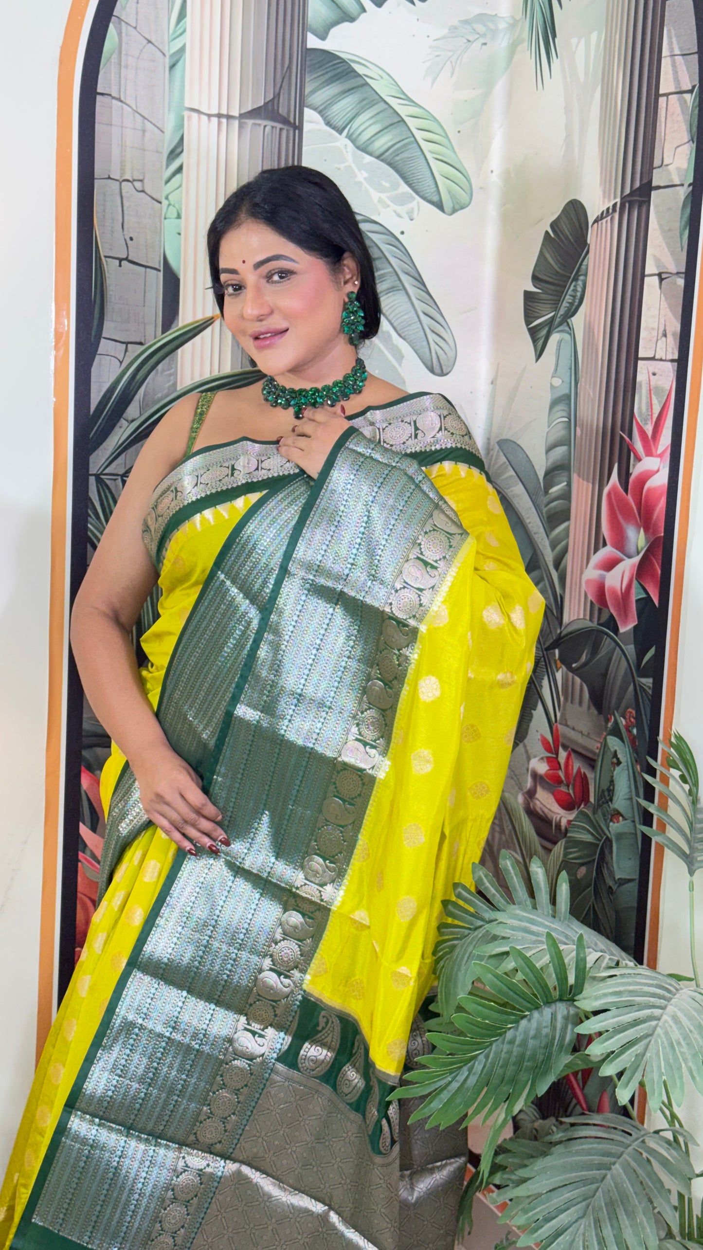Kanchipuram pattu saree emerald green