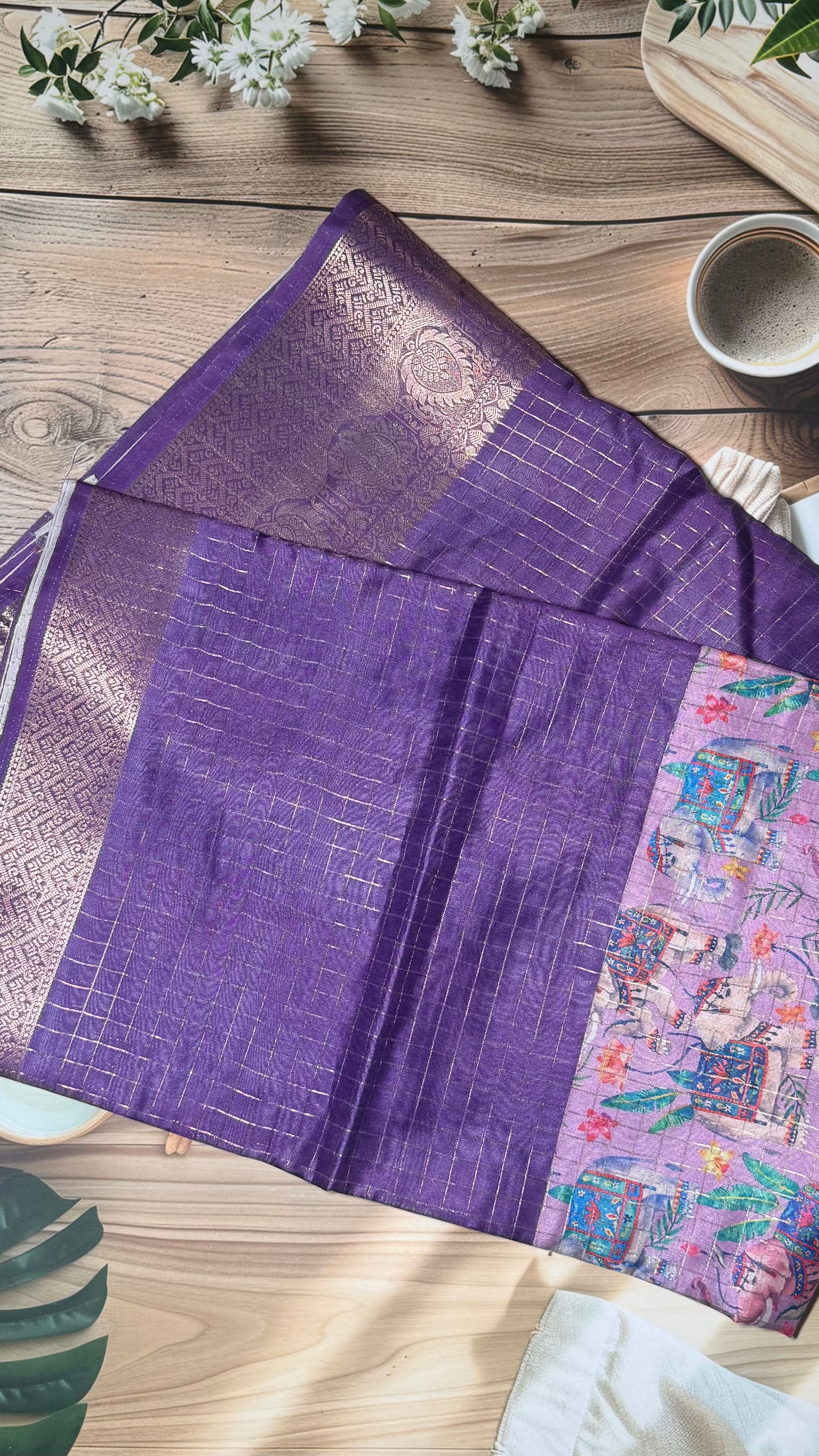 Mangalagiri check and flowers saree