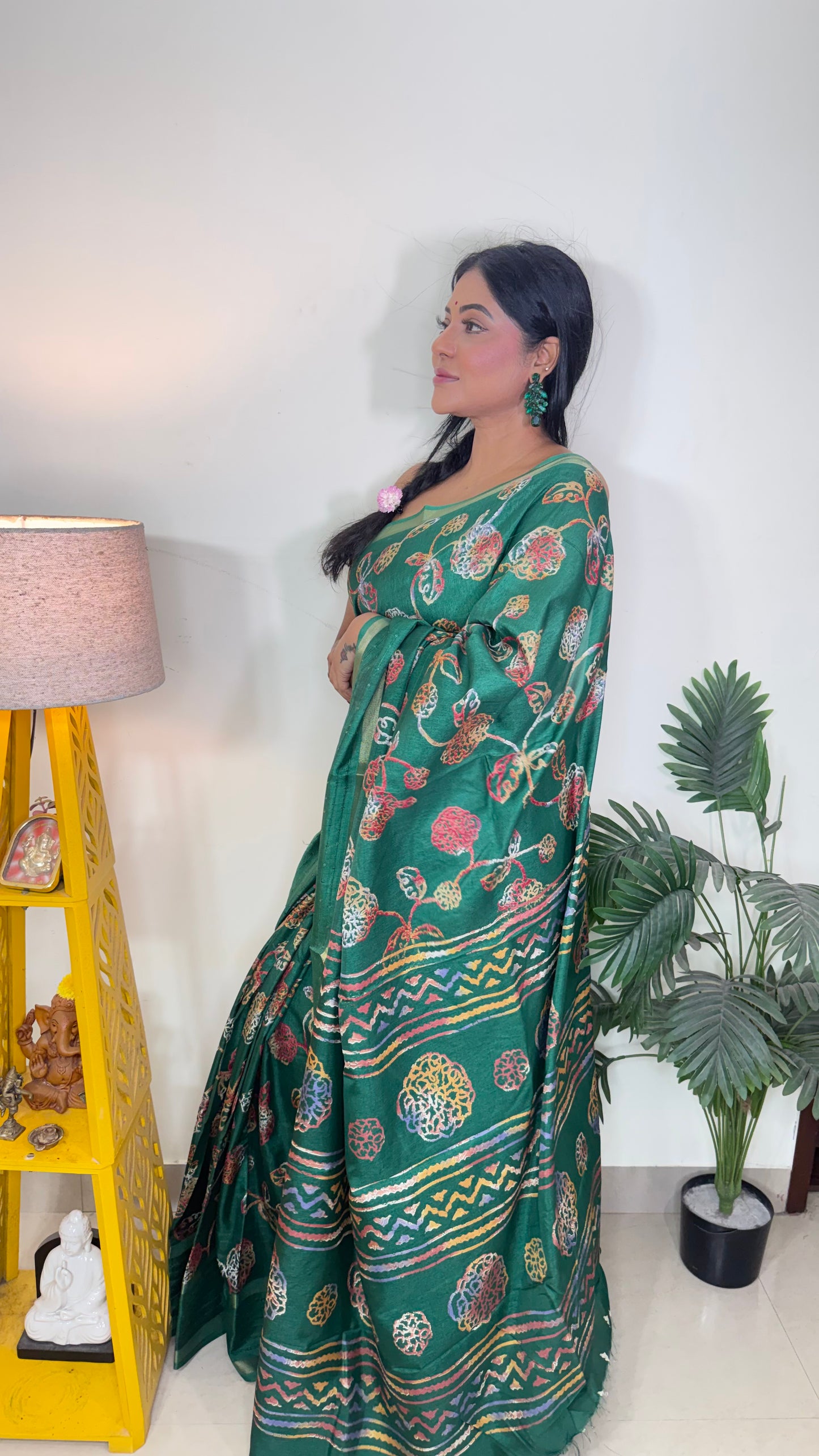 Emerald green floral prints