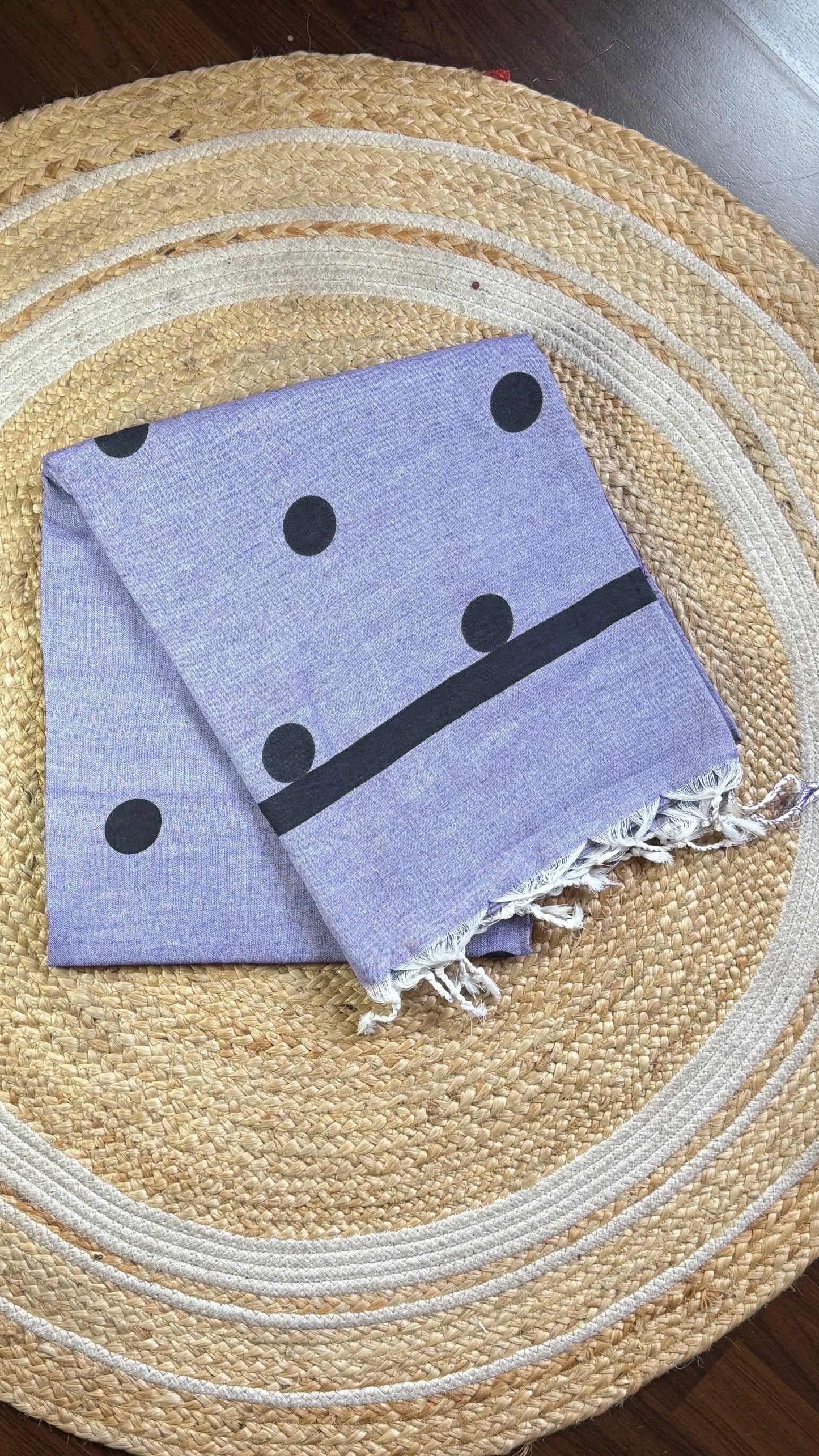 Polka dot khadi cotton saree