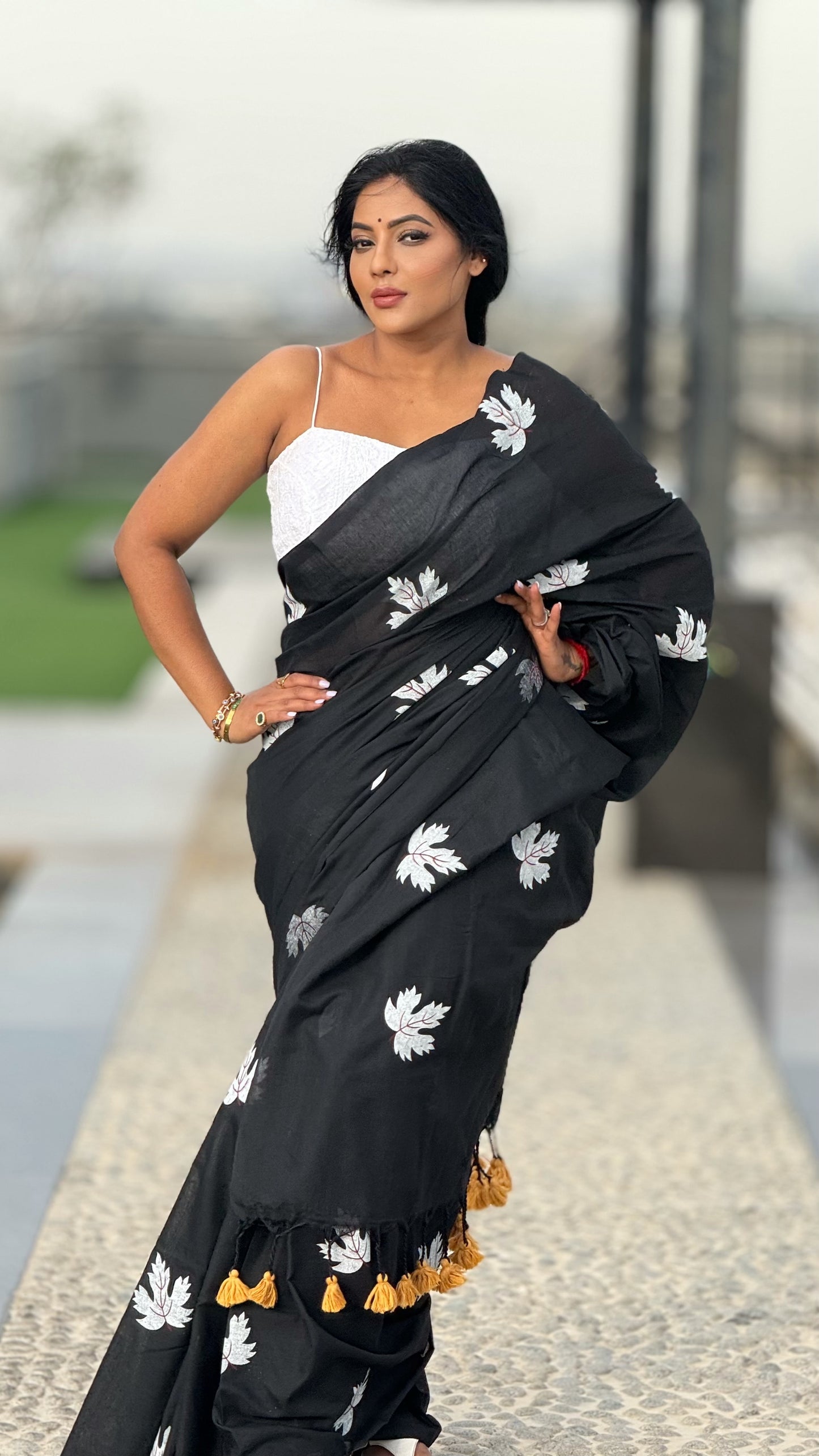 Khadi Cotton Hand Painted Leaf