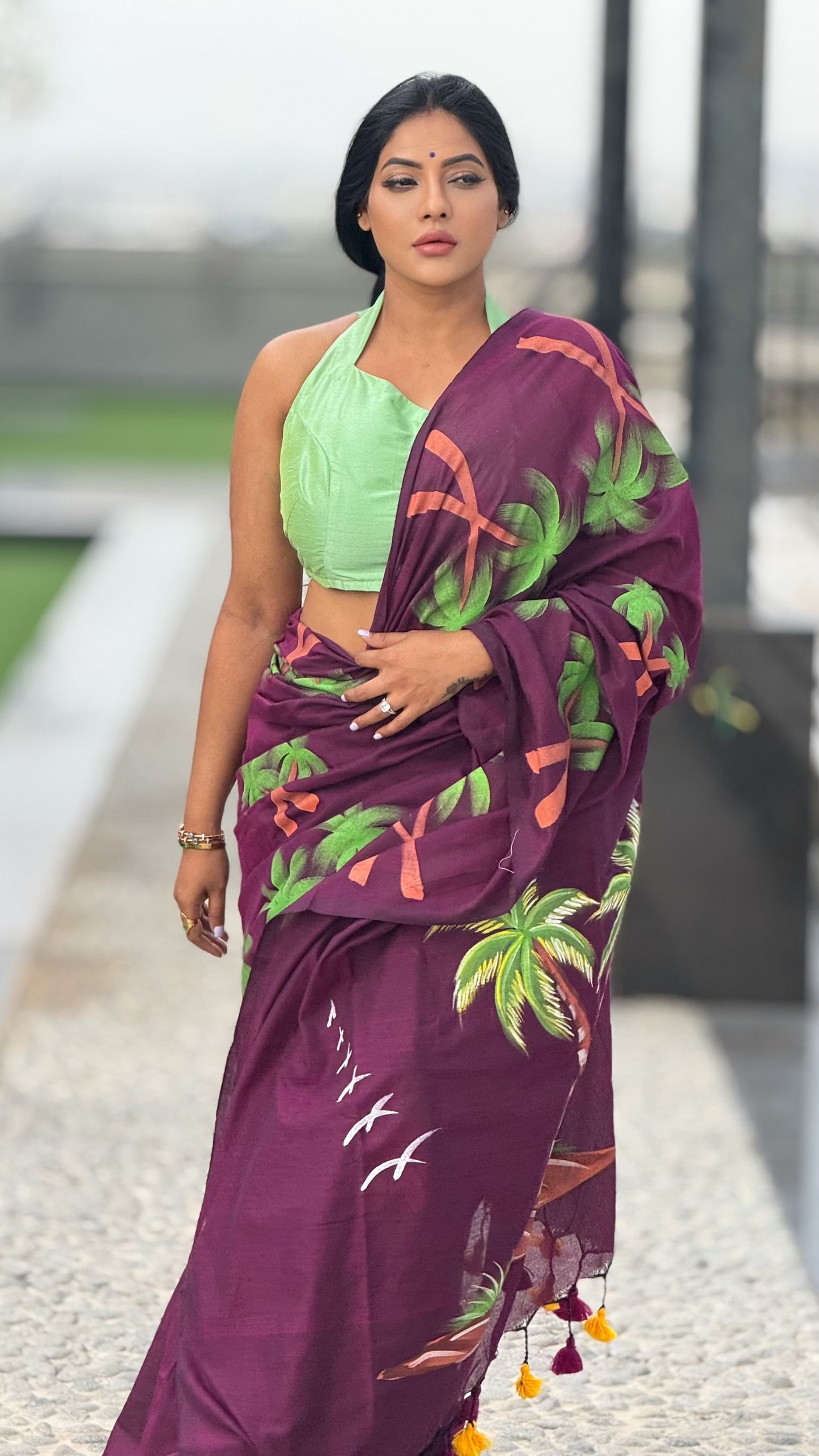 Khadi Cotton Hand painted Tree