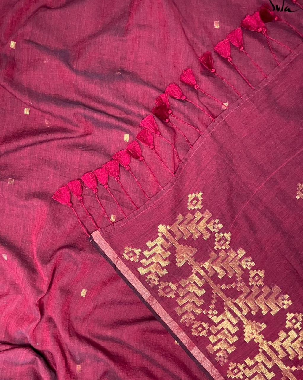Handloom Cotton Silk with fine Zari