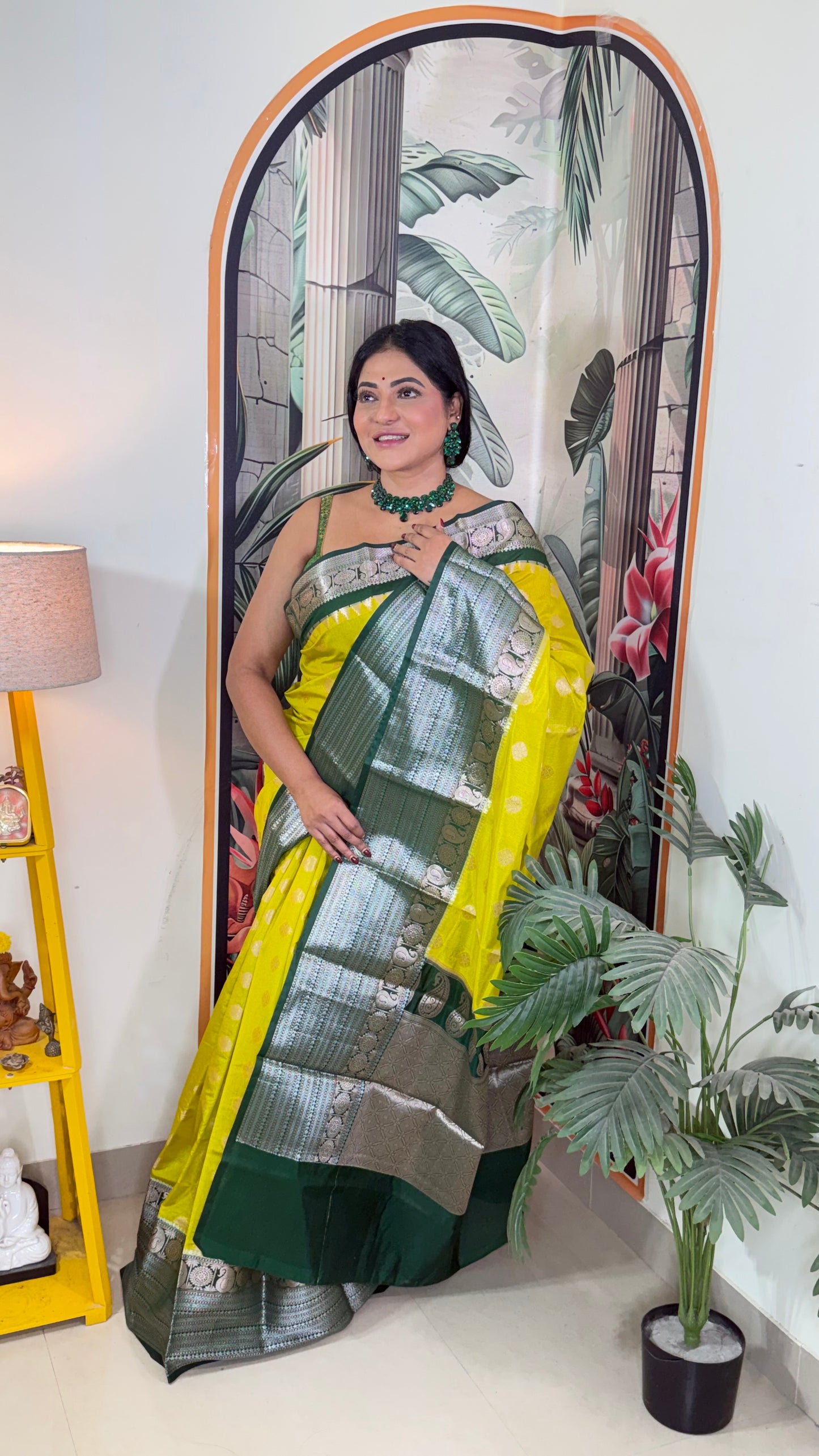 Kanchipuram pattu saree emerald green