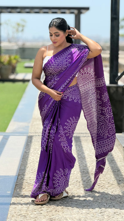Violet bandini ajrakh saree