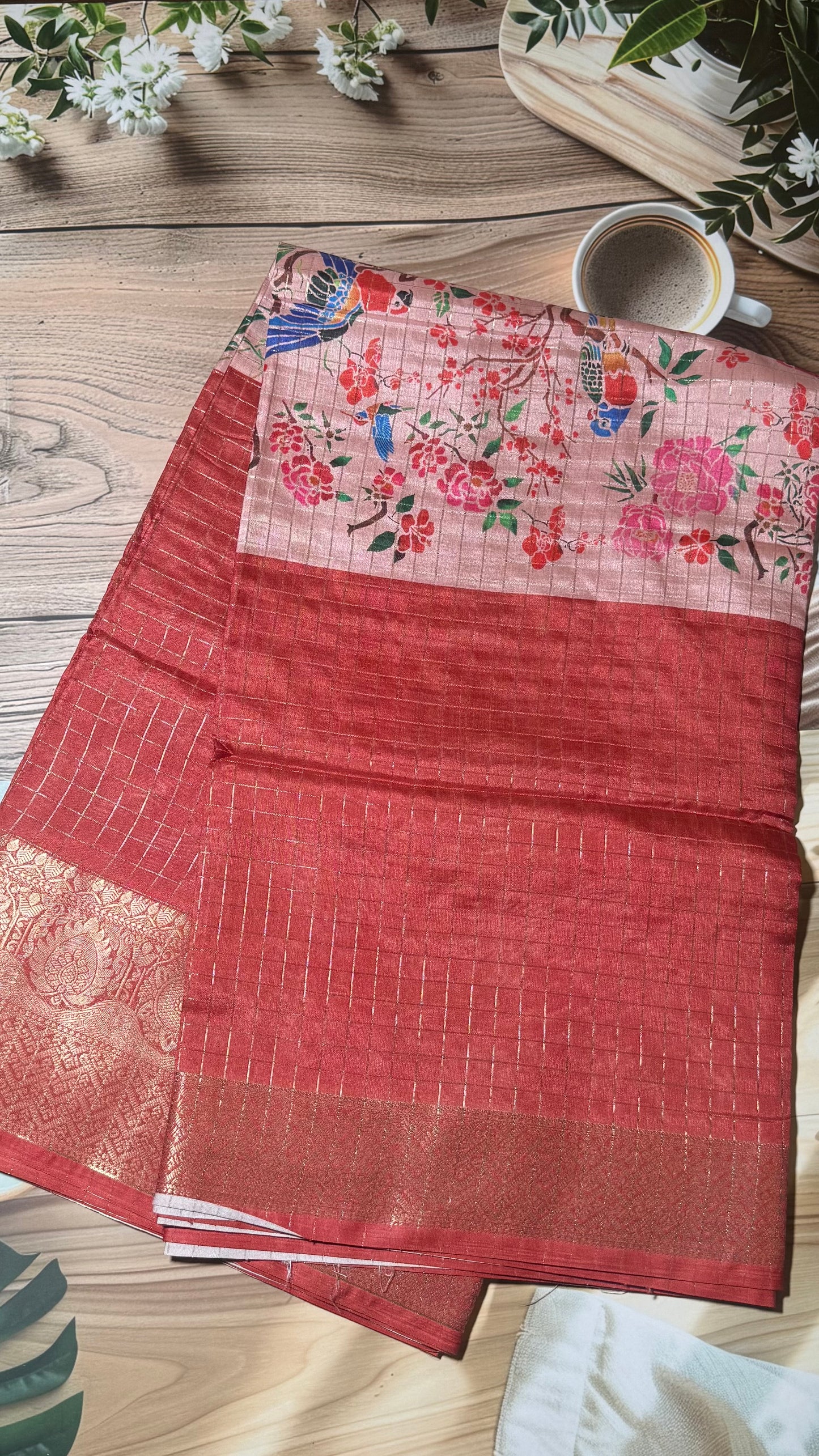 Mangalagiri check and flowers saree