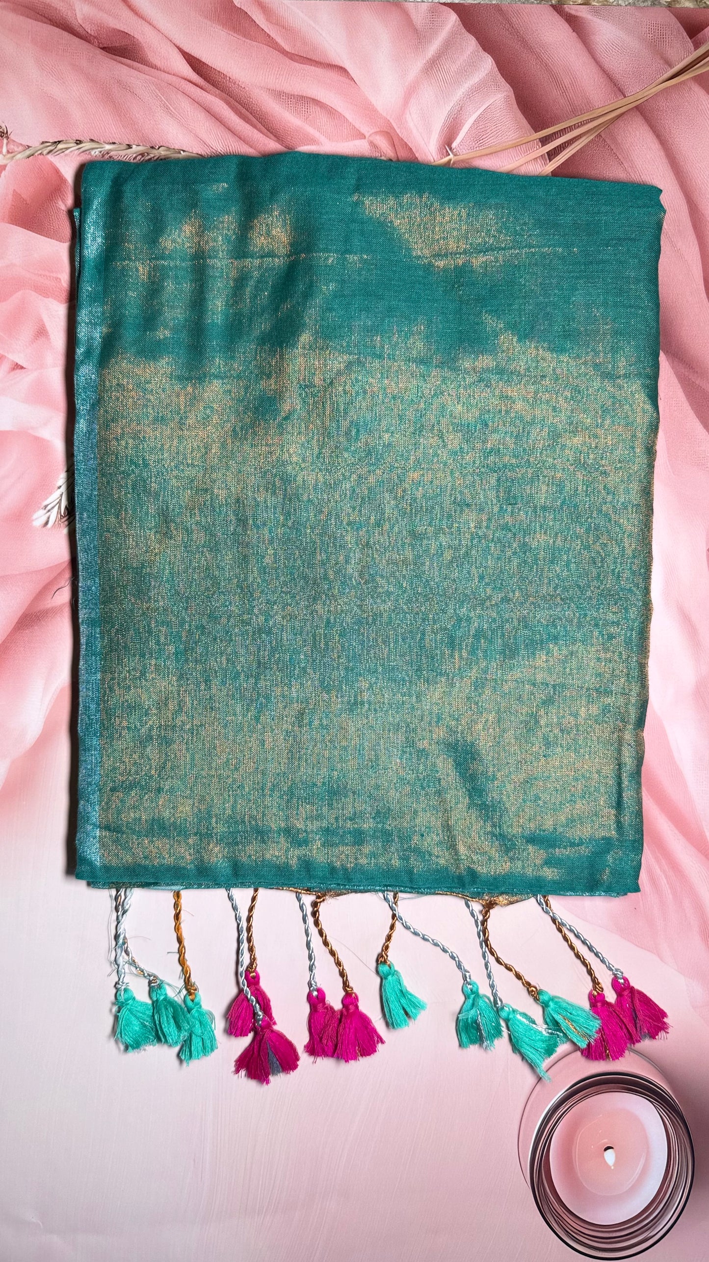 Swarna tissue saree with tassels
