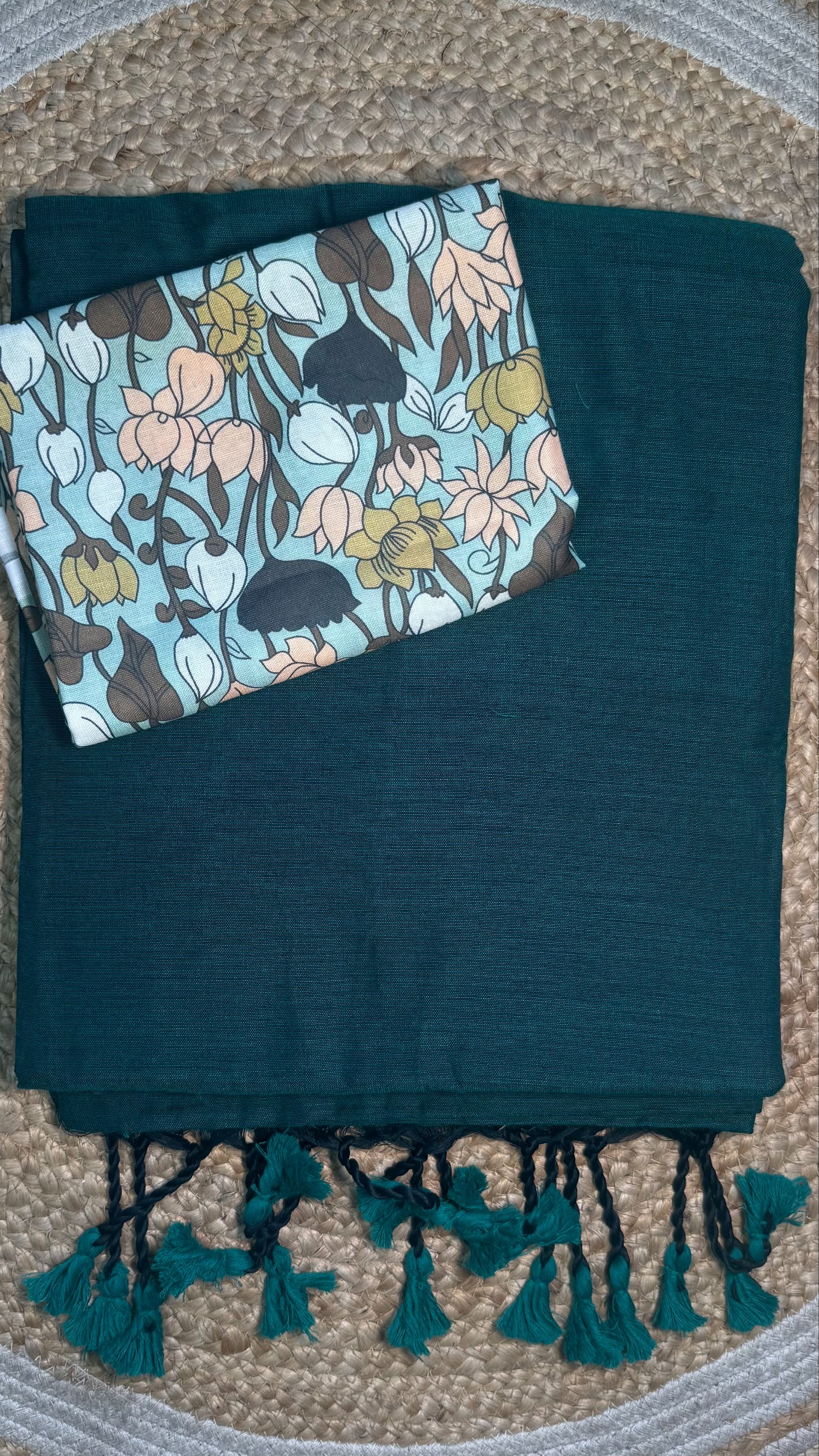 Khadi cotton saree with Kalamkari  blouse