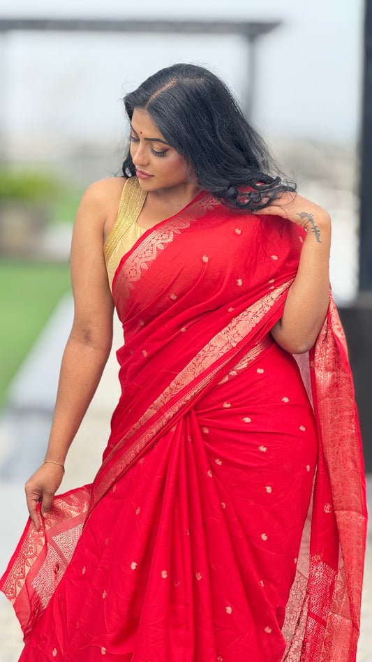 Crepe Silk with Premium Jacquard Zari