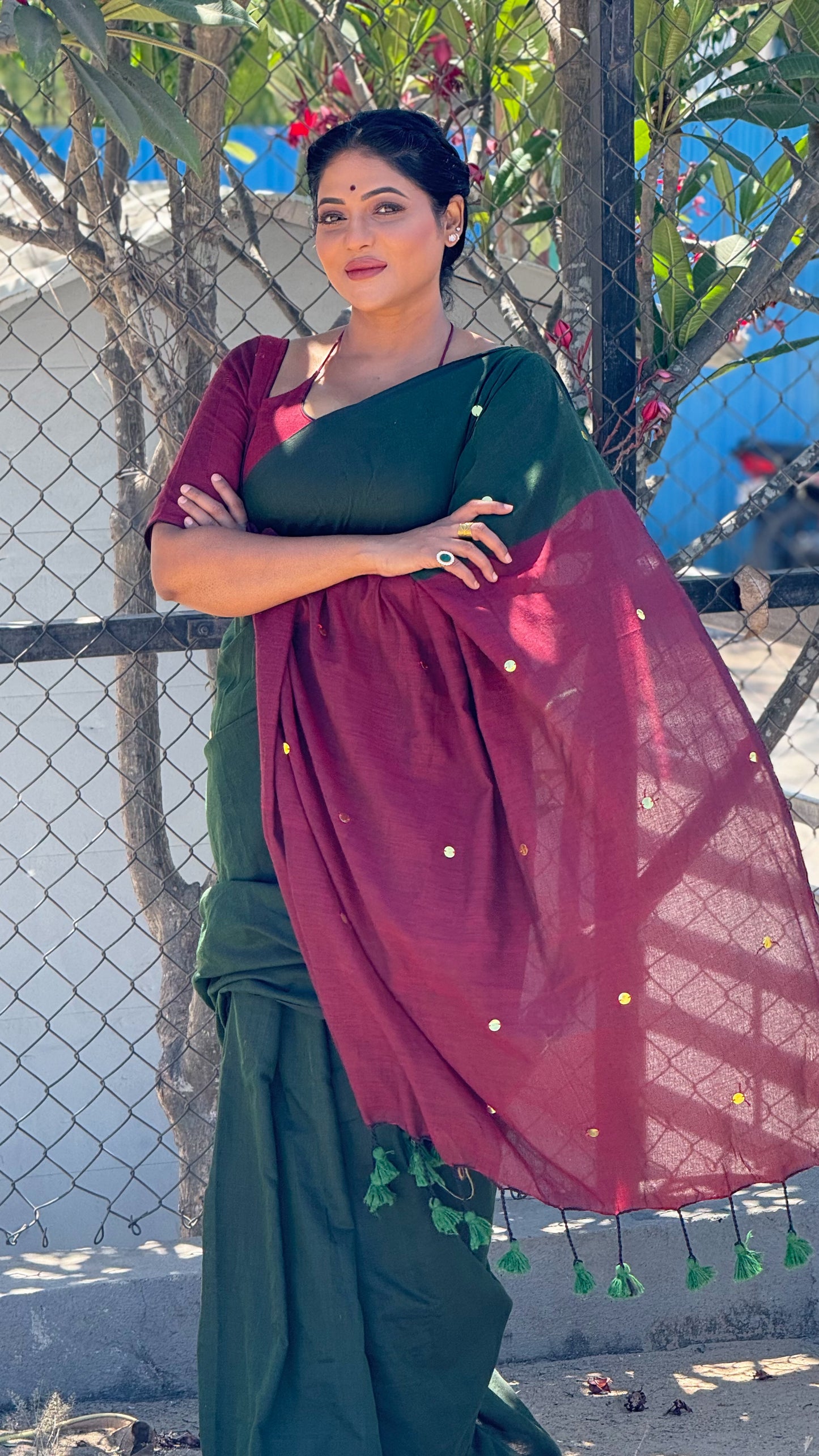 Two tone Khadi cotton with sequin