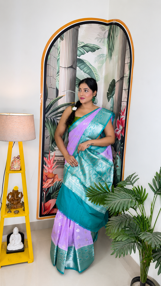 Lavender pattu saree