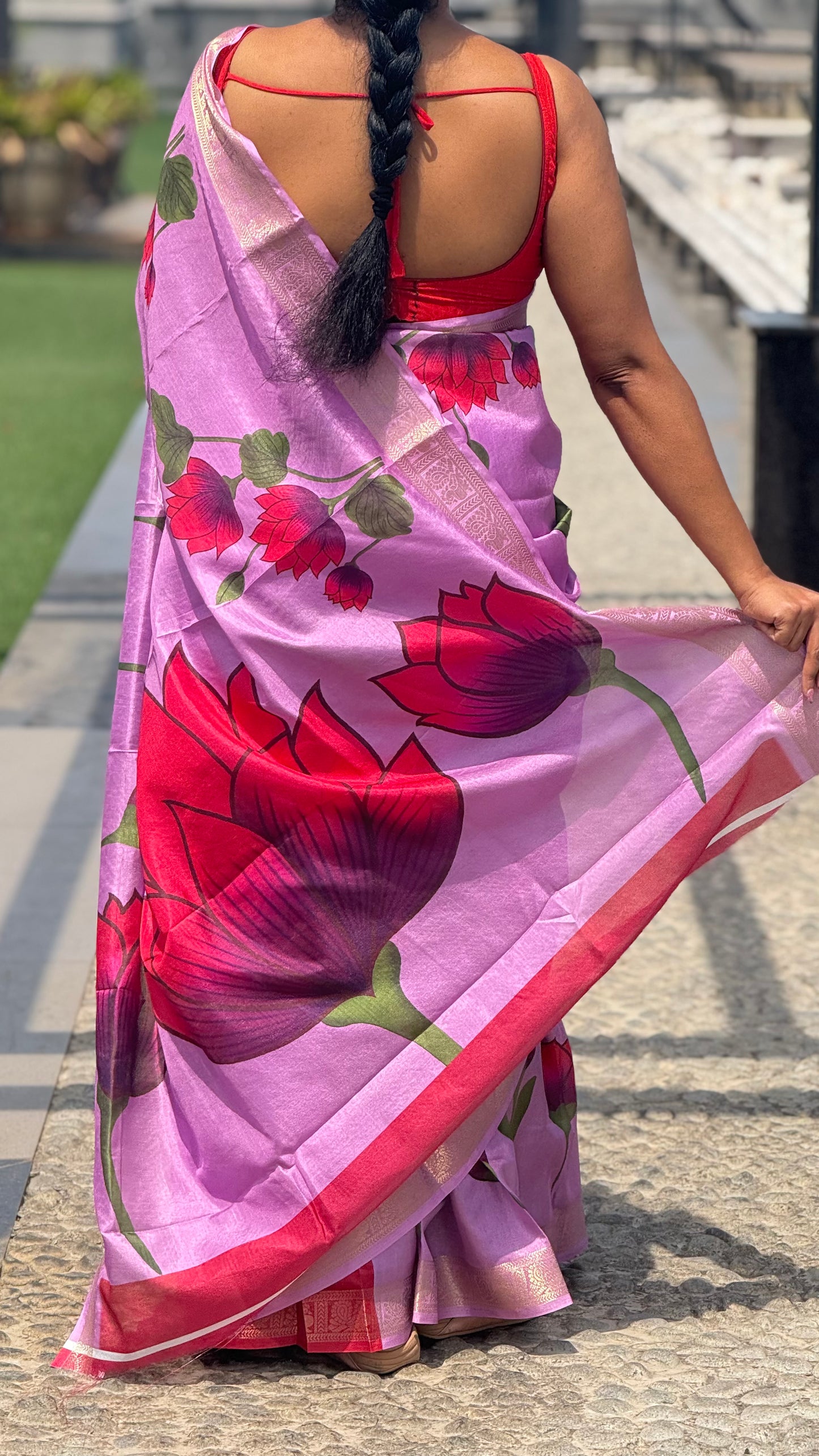 Lotus linen silk cotton saree