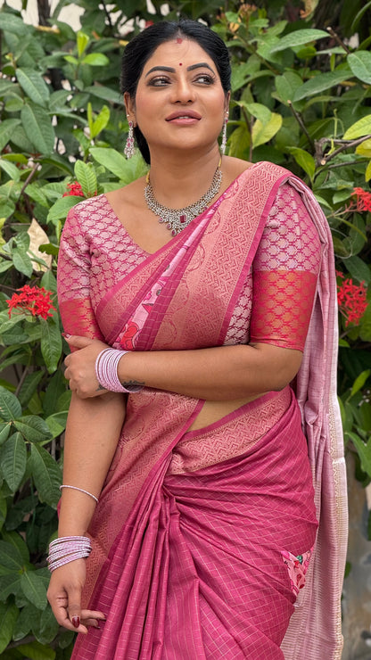 Mangalagiri check and flowers saree