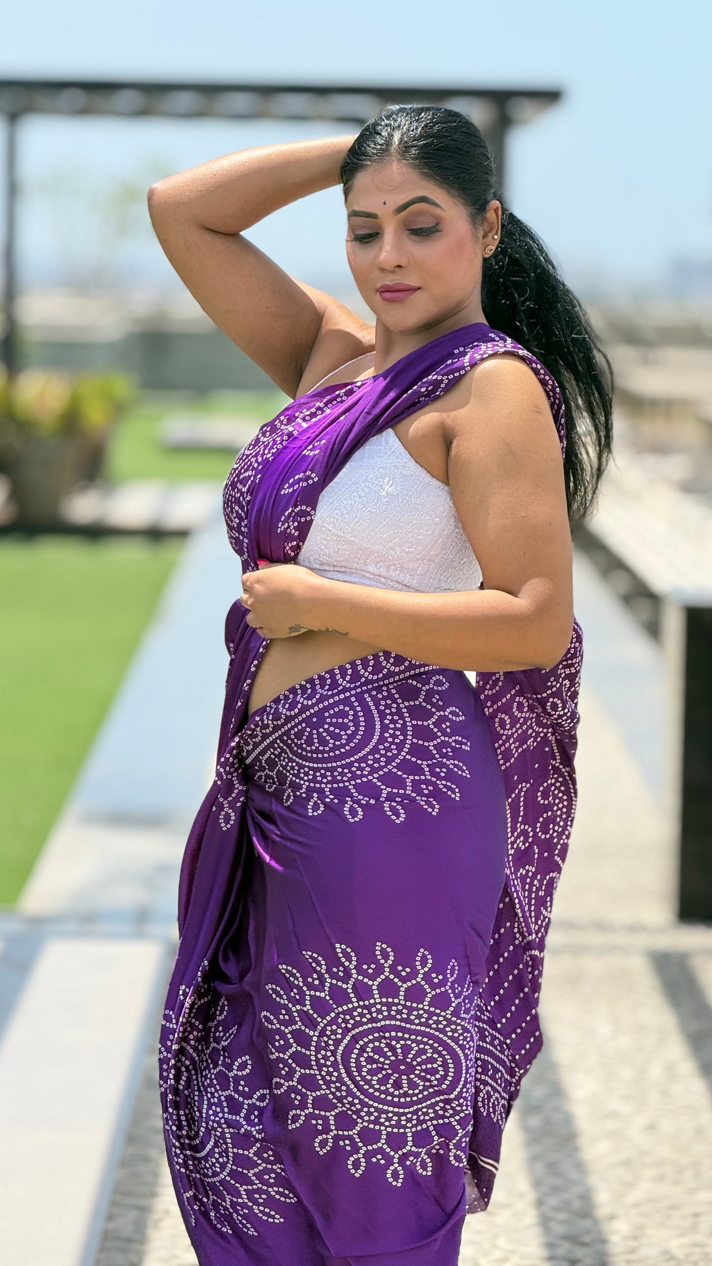 Violet bandini ajrakh saree