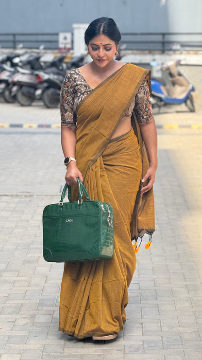 Khadi cotton saree with Kalamkari  blouse