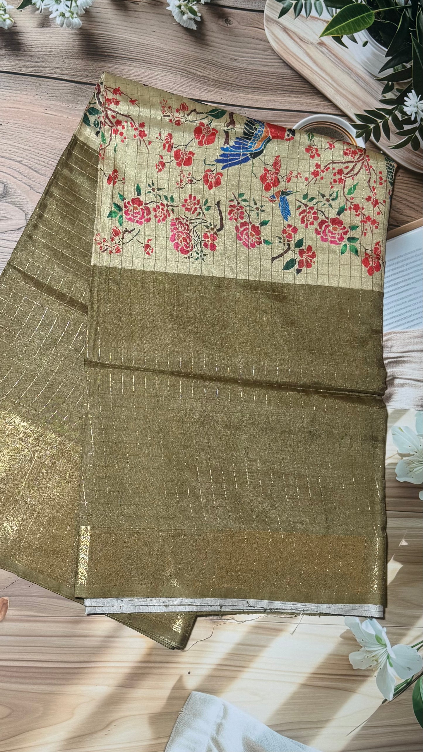 Mangalagiri check and flowers saree
