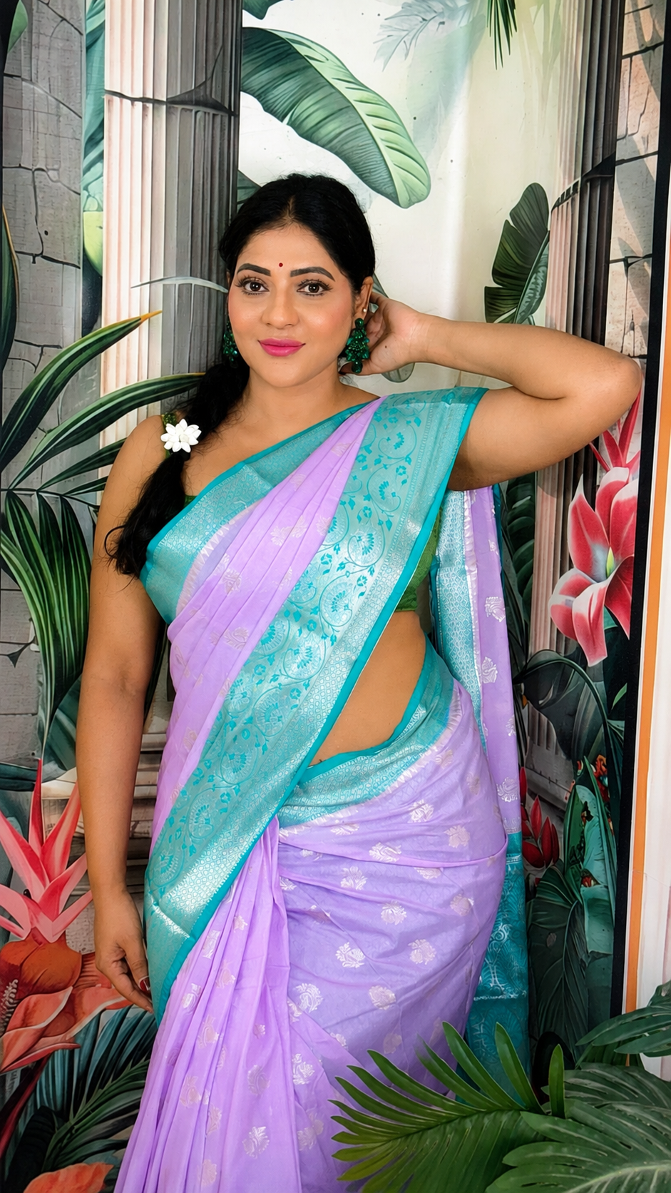 Lavender pattu saree