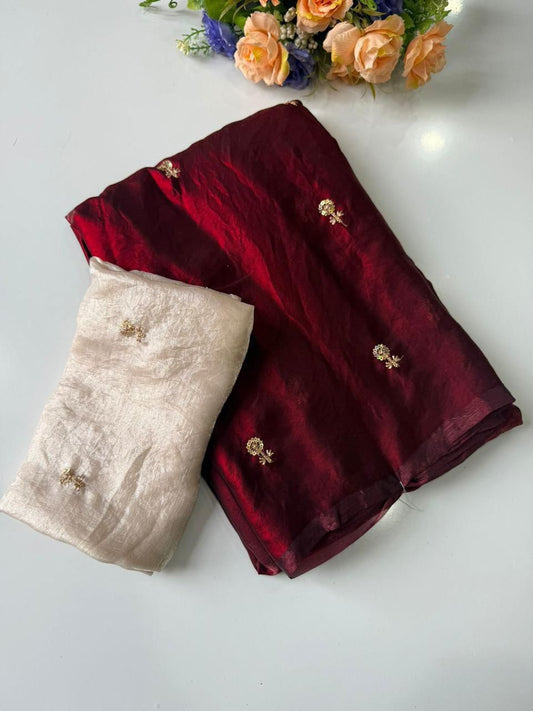 Gold sequins butti saree