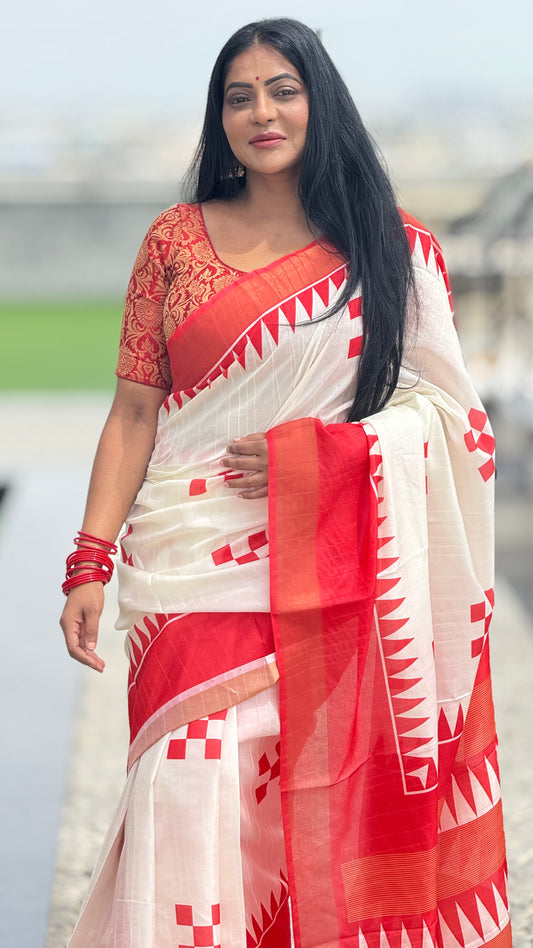 Pure Tussar Silk Saree With Zari Border