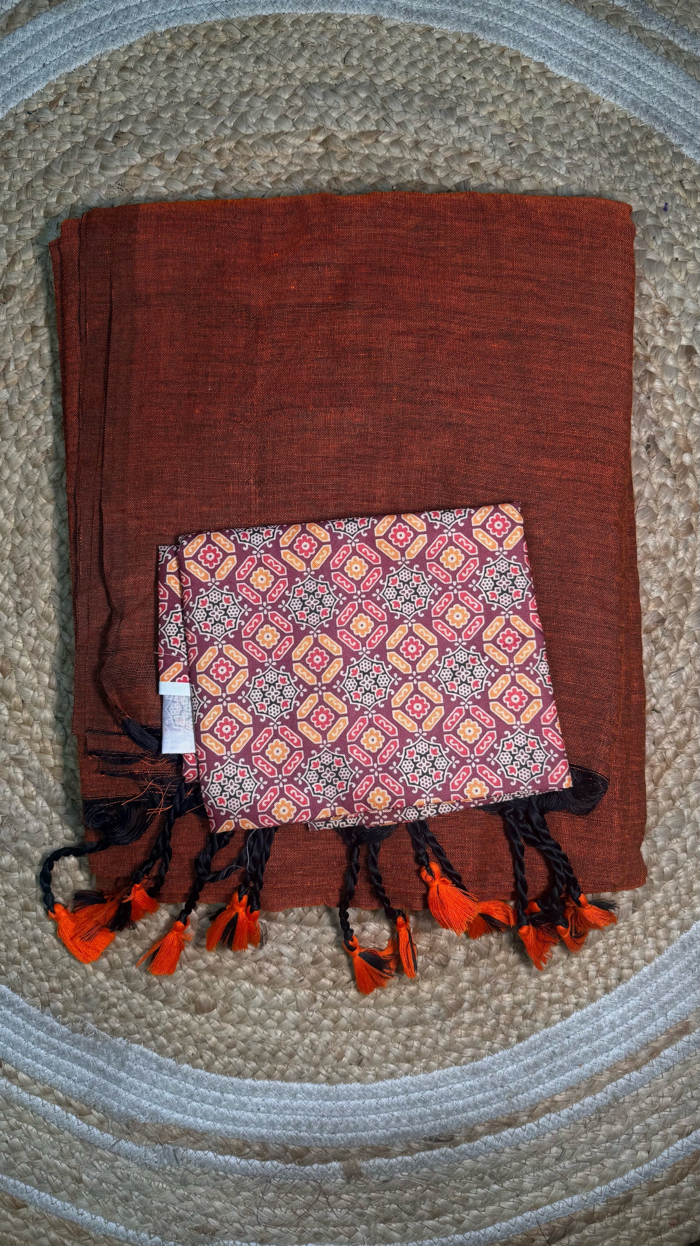 Khadi cotton saree with Kalamkari  blouse