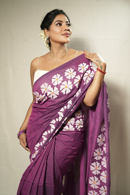 Khadi Cotton Hand Painted Floral pattern