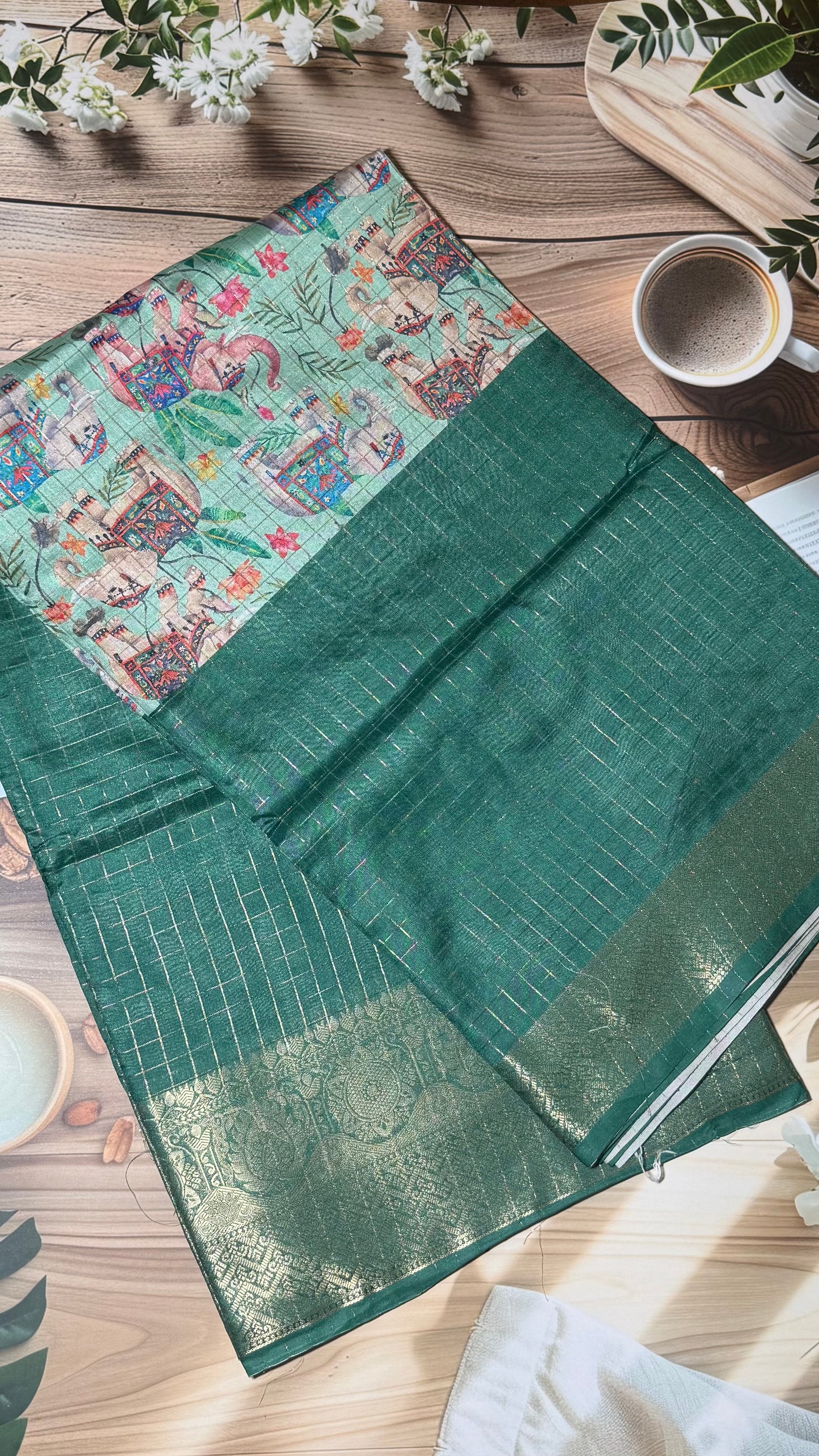Mangalagiri check and flowers saree