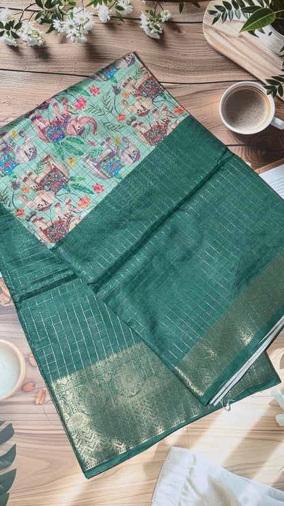 Mangalagiri check and flowers saree