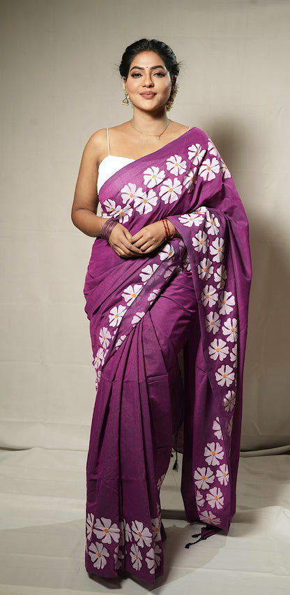 Khadi Cotton Hand Painted Floral pattern