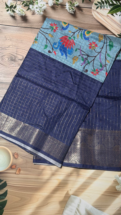 Mangalagiri check and flowers saree