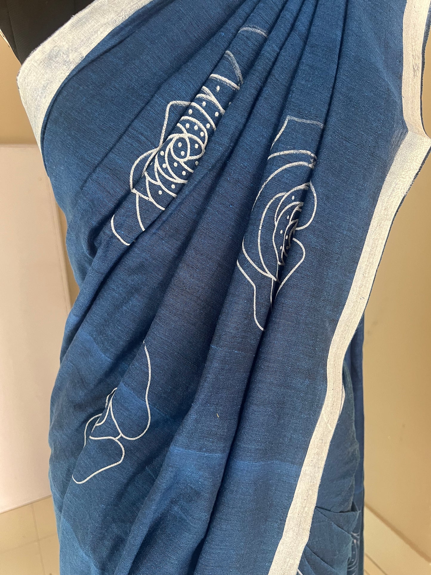 Khadi Cotton Hand Painted Rose