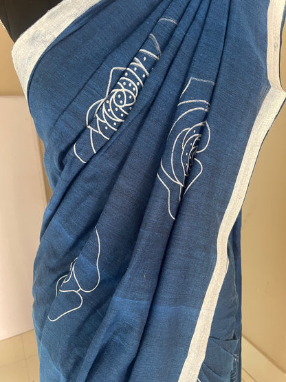 Khadi Cotton Hand Painted Rose