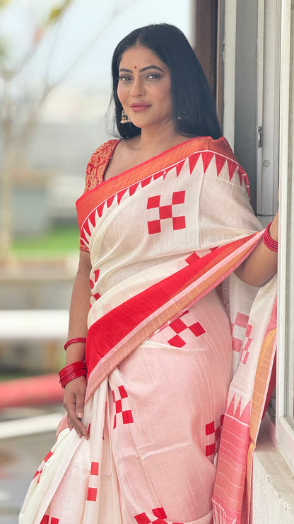 Pure Tussar Silk Saree With Zari Border