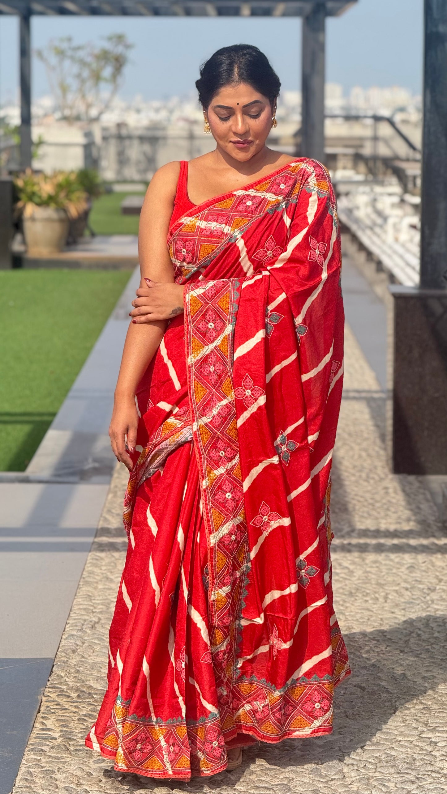 Kutchi embroidery saree