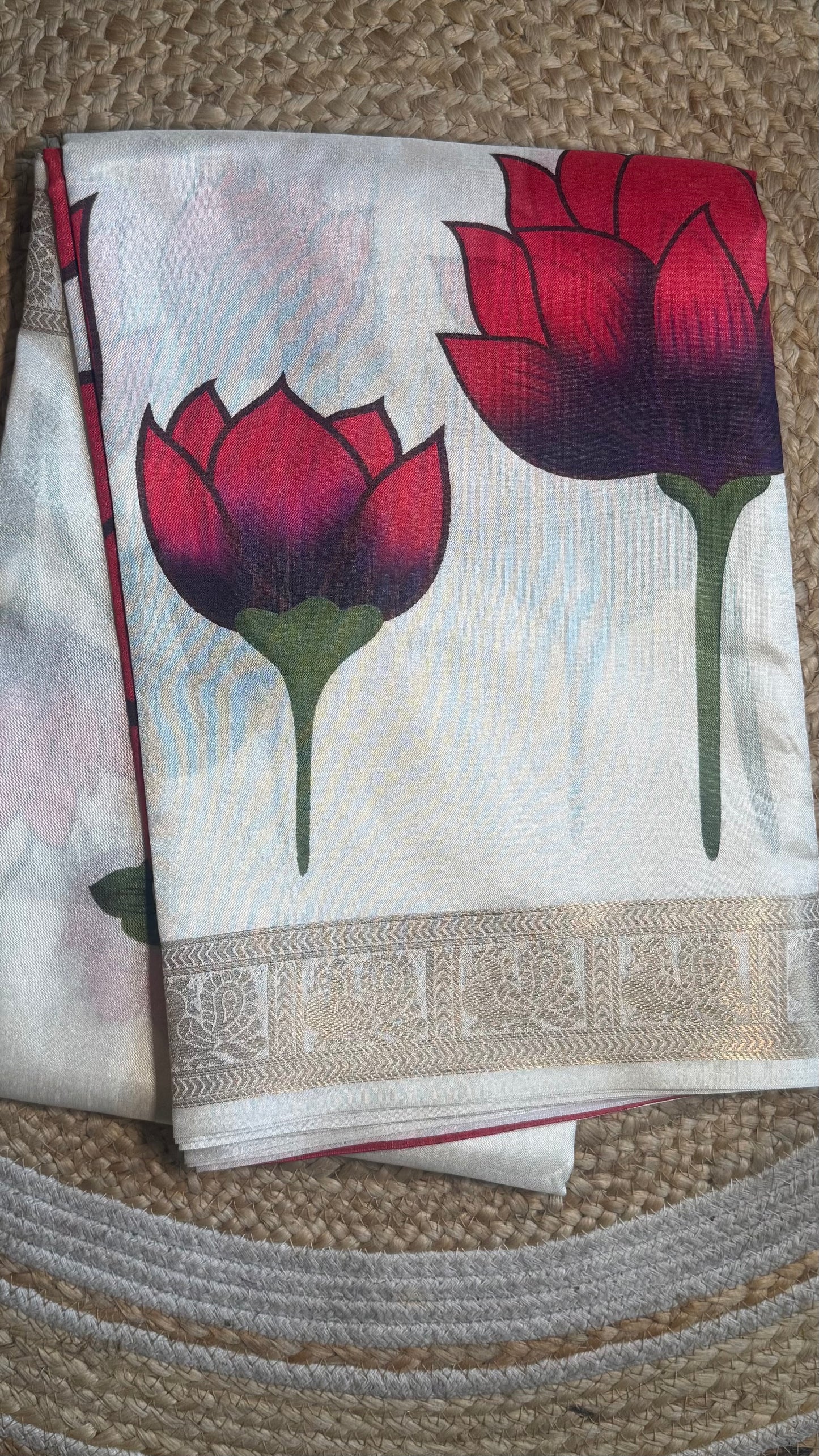Lotus linen silk cotton saree