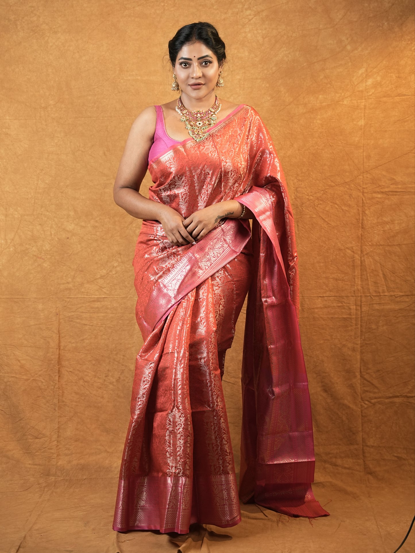 Semi silk pattu saree Gadwal collection