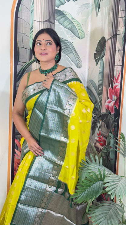 Kanchipuram pattu saree emerald green