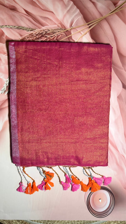 Swarna tissue saree with tassels