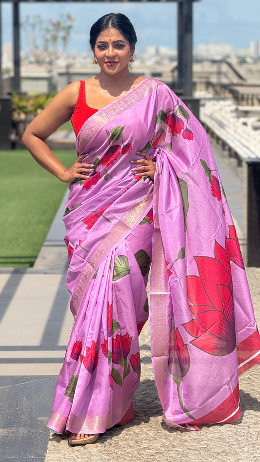 Lotus linen silk cotton saree