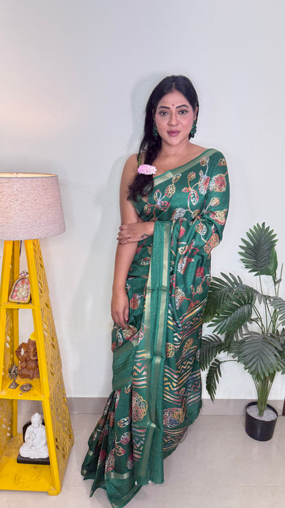 Emerald green floral prints