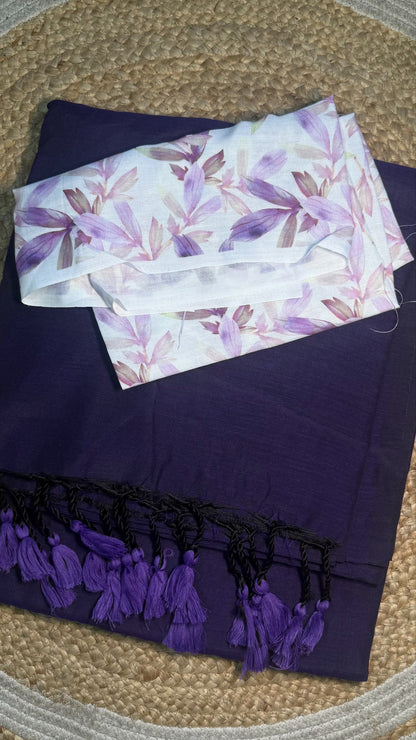 Khadi cotton saree with Kalamkari  blouse
