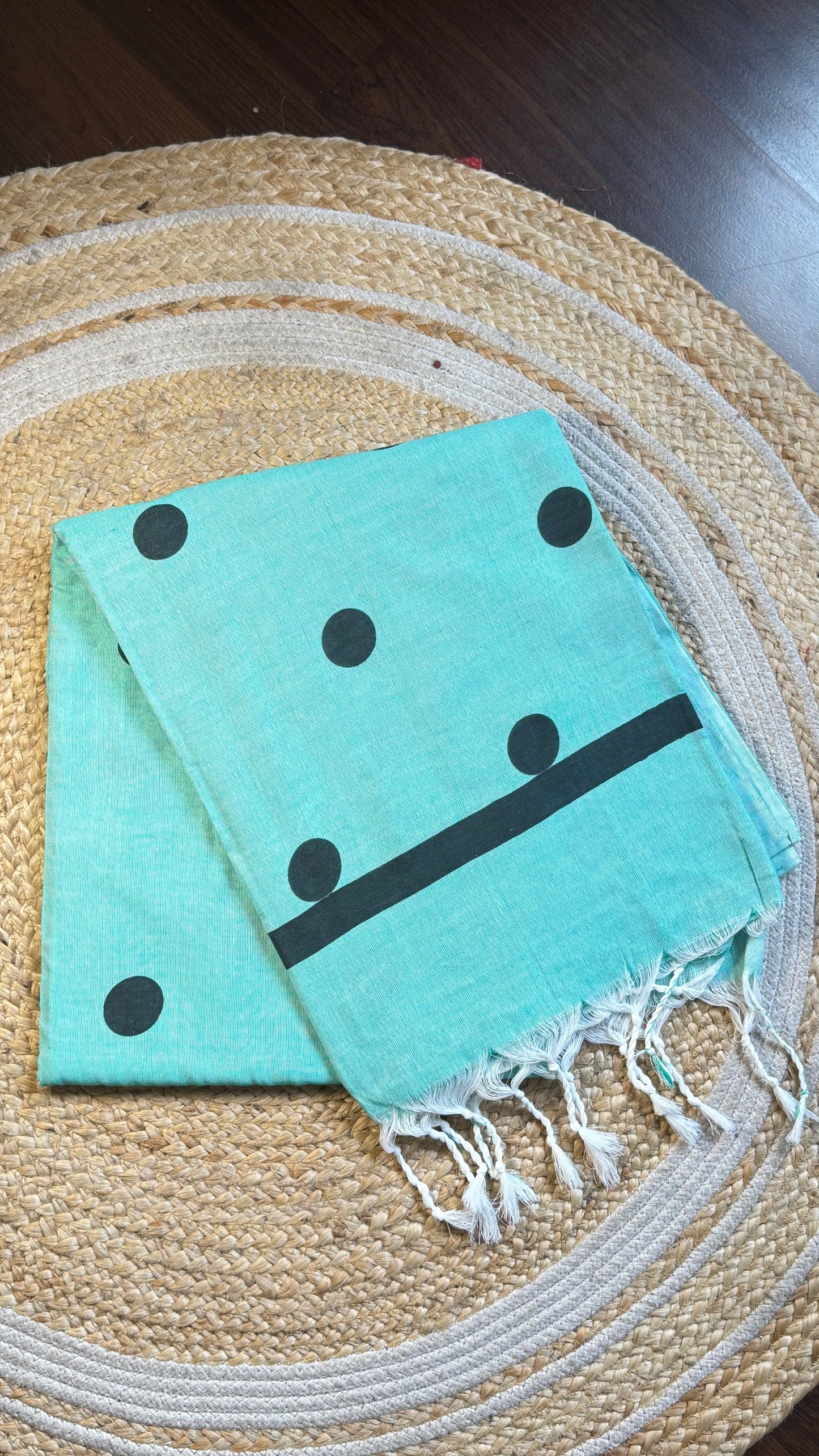 Polka dot khadi cotton saree
