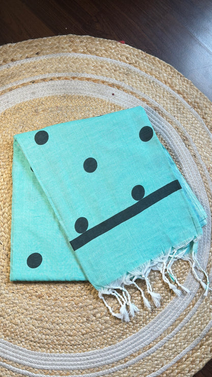 Polka dot khadi cotton saree