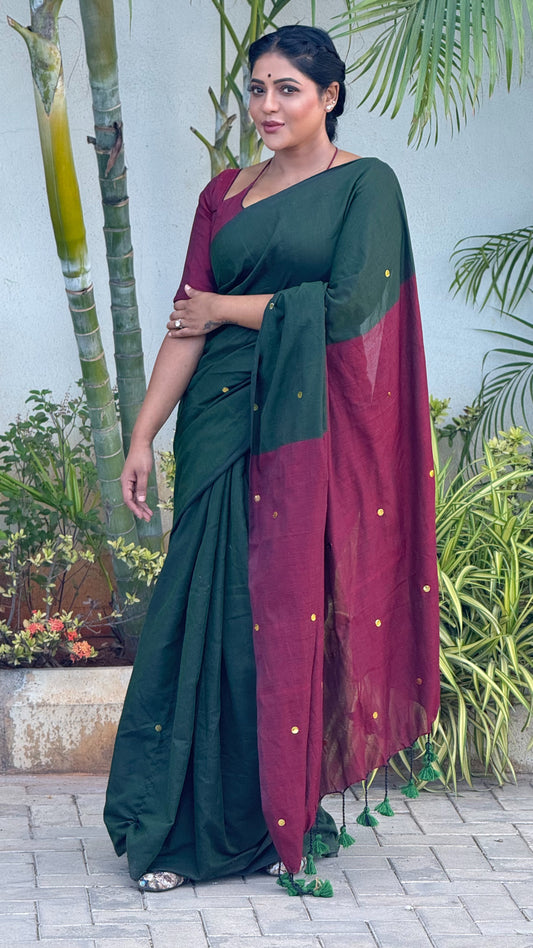 Two tone Khadi cotton with sequin