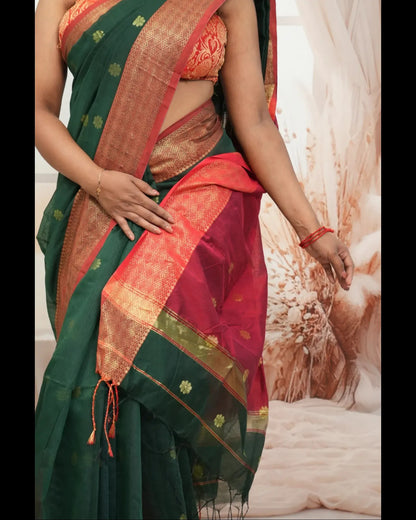 Maheshwari Cotton Silk with fine Zari