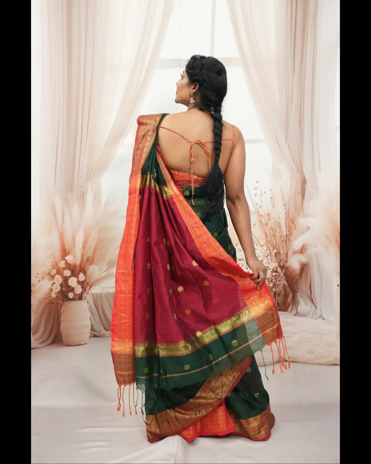 Maheshwari Cotton Silk with fine Zari