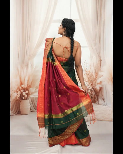 Maheshwari Cotton Silk with fine Zari