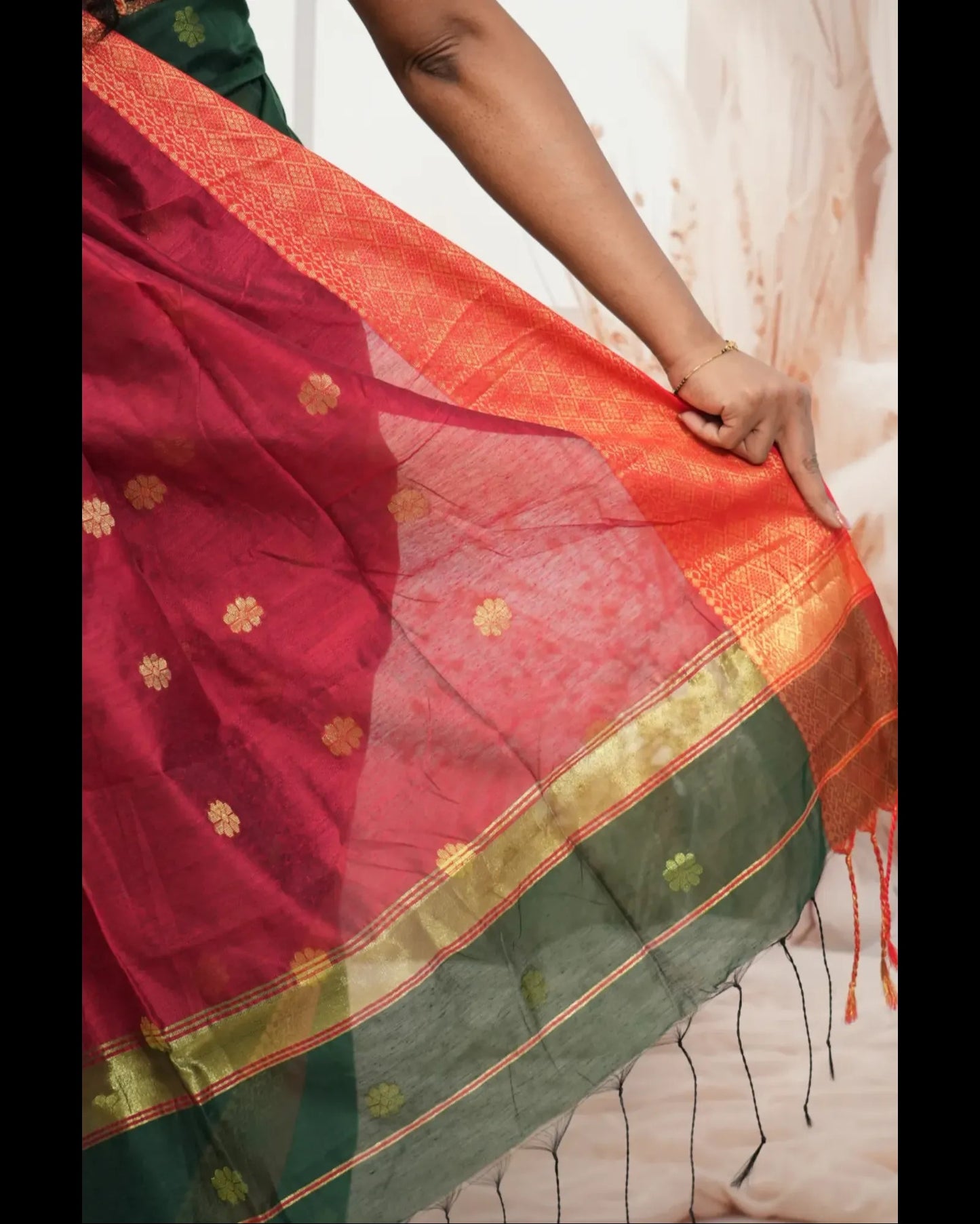Maheshwari Cotton Silk with fine Zari
