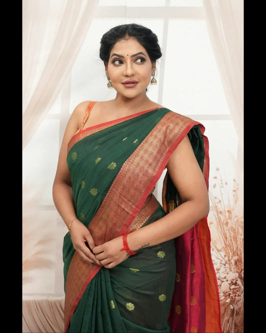 Maheshwari Cotton Silk with fine Zari