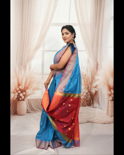 Maheshwari Cotton Silk with fine Zari