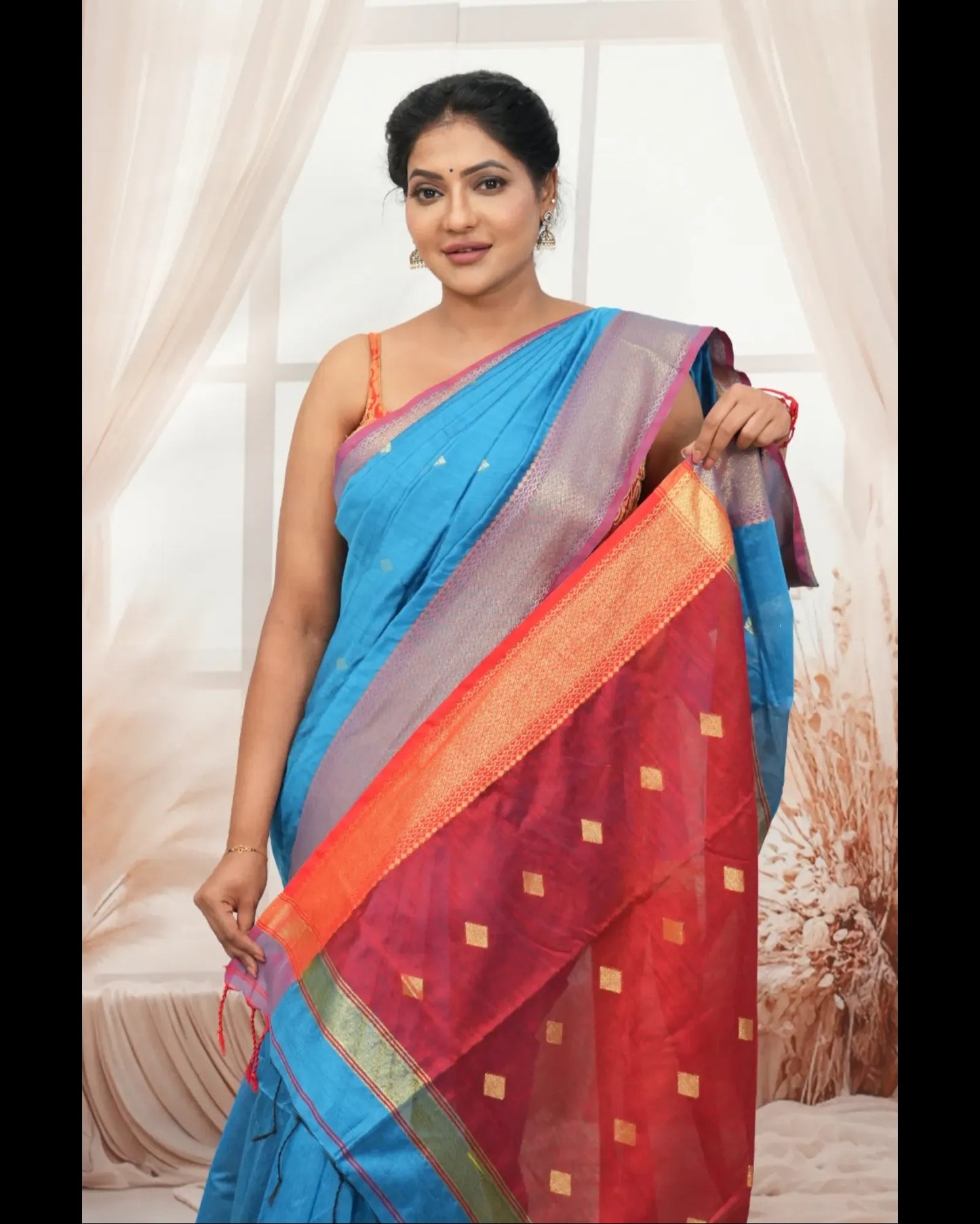 Maheshwari Cotton Silk with fine Zari